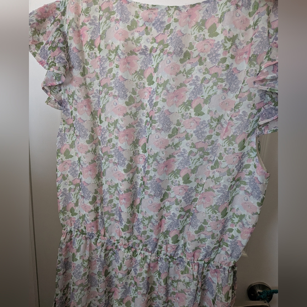 Senlis Elaine Ruffle Floral Midi Dress S NWT $238 - Picture 6 of 6